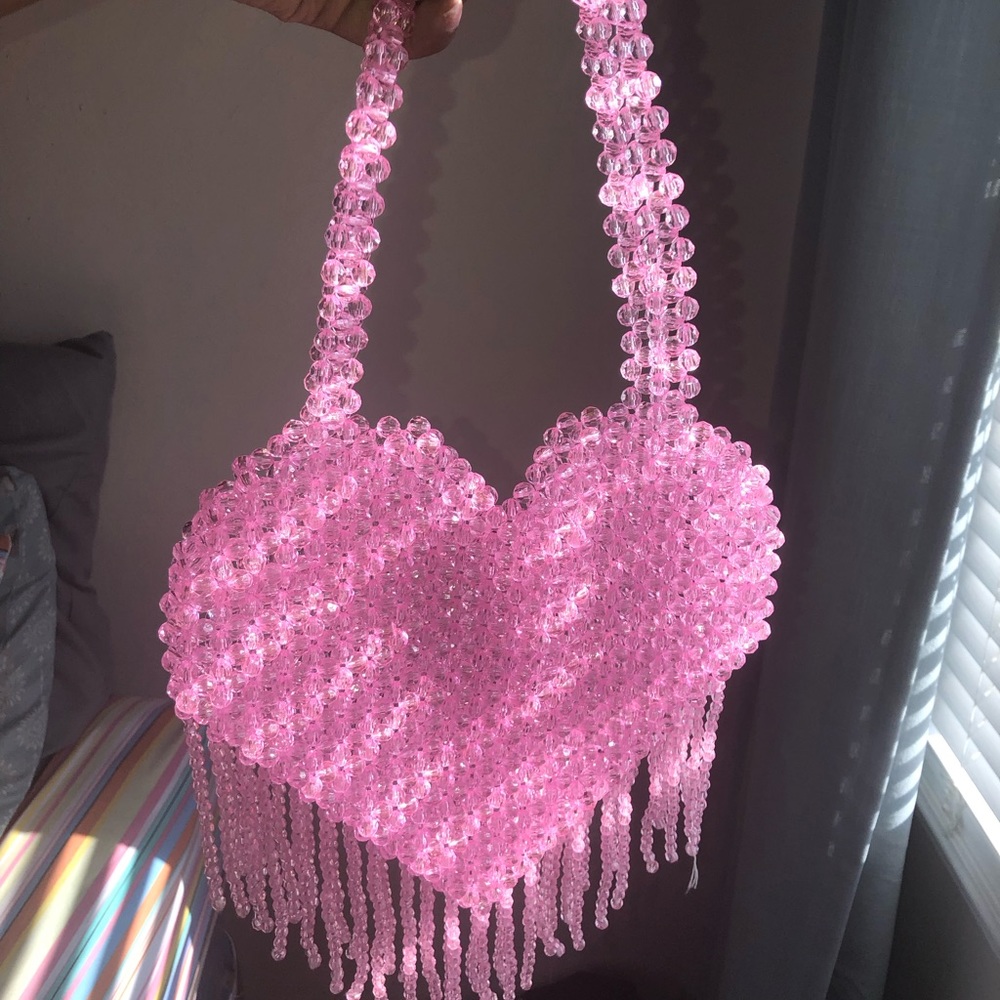 🩷 Pink Fringe Beaded Tote 🩷